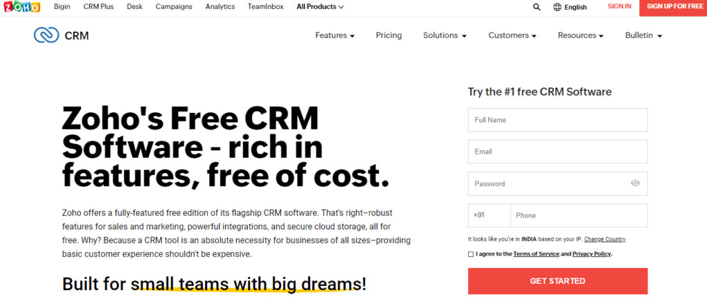 Zoho-best-free-crm